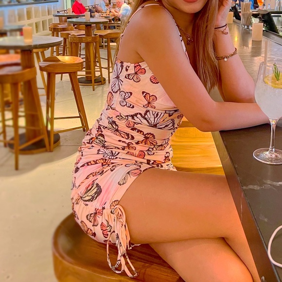 SOLD *** Ruched Drawstring Butterfly Dress - Picture 5 of 6